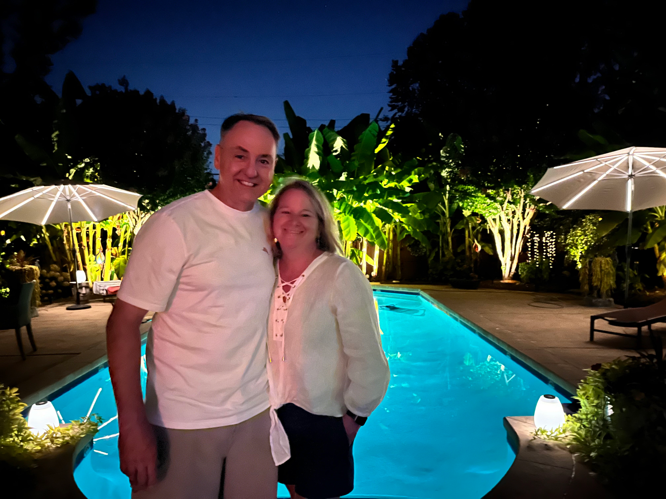 Maggie and Dallas by the pool